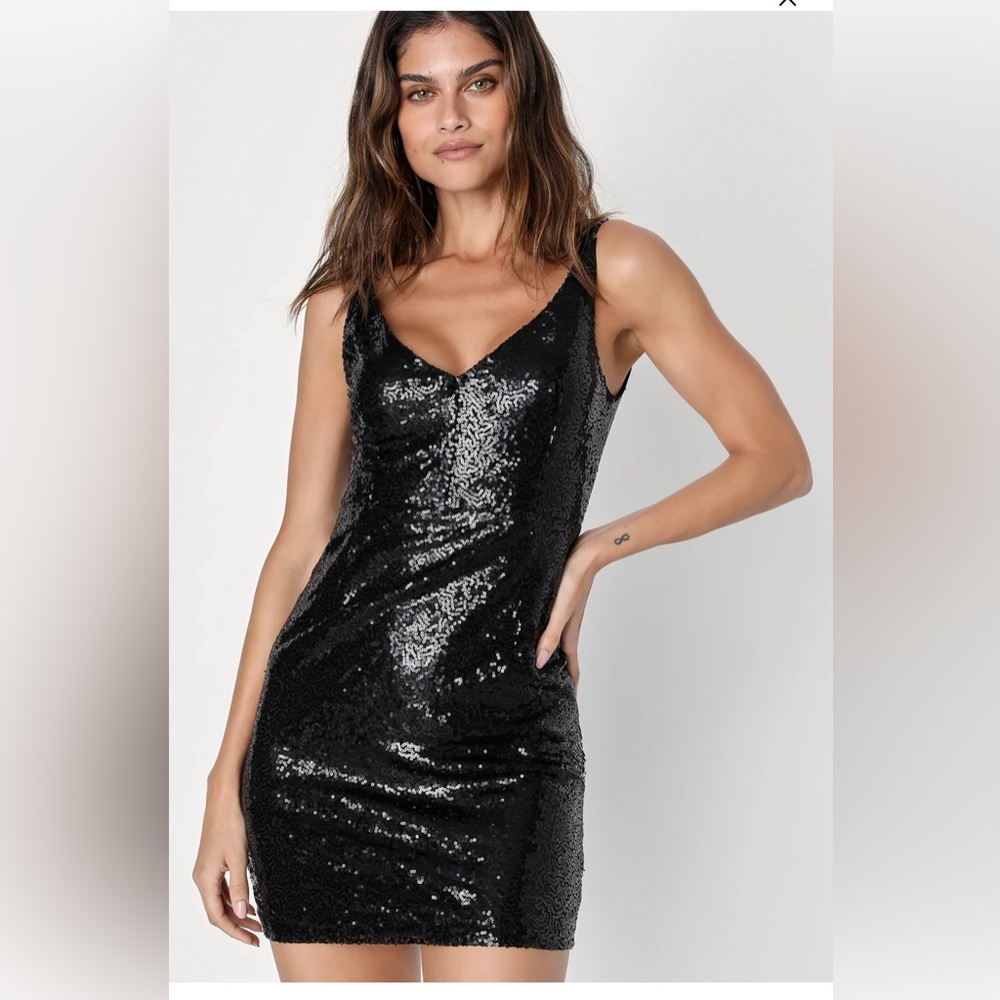 Black sequin bodycon dress by lulus